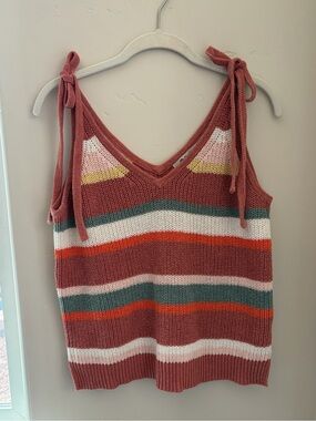 Madewell Rose Tie-Shoulder Striped Knit Tank